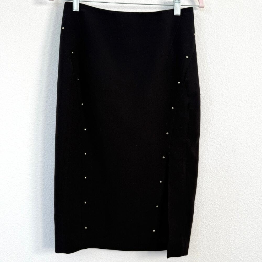 White House Black Market Black Embellished Pencil Skirt Size 4 Formal Chic‎